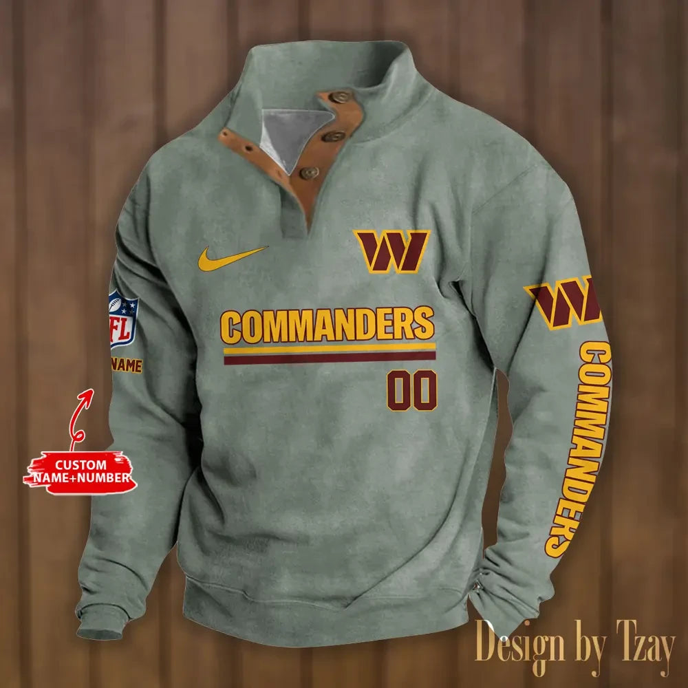 Washington Commanders Premium Stand-Collar Game-Day Pullover - Engineered Warmth & Personalized Name S9DBSCH096