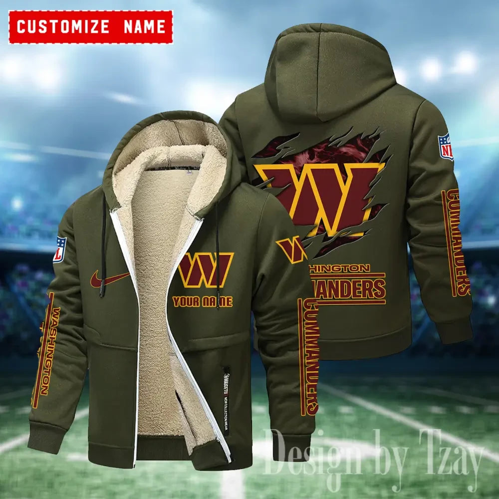 Washington Commanders Hoodies Zip Velvet Coat ANZTZH097