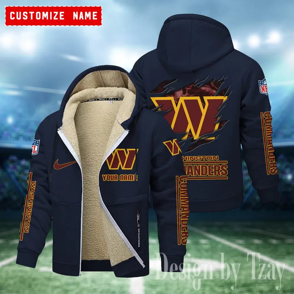 Washington Commanders Hoodies Zip Velvet Coat ANZTZH097