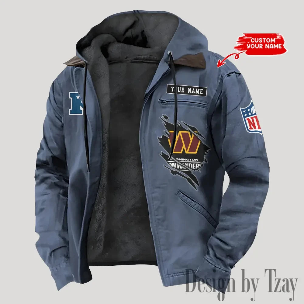 Washington Commanders Men's Casual Padded Jacket Hooded Trending 2026 SPTPJH161