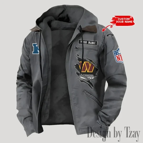 Washington Commanders Men's Casual Padded Jacket Hooded Trending 2026 SPTPJH161