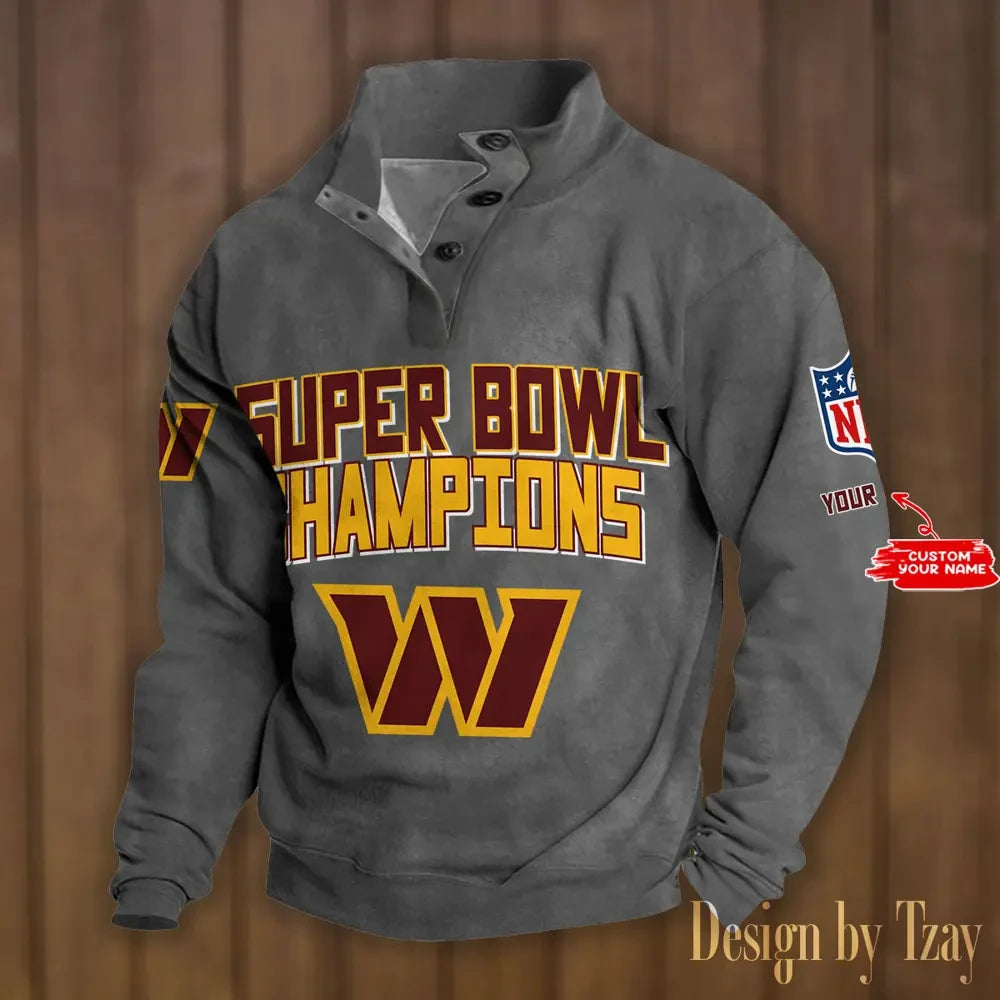 SPTS9DBSCH316-Washington Commanders Premium Stand-Collar Game-Day Pullover - Engineered Warmth & Personalized Names DV8