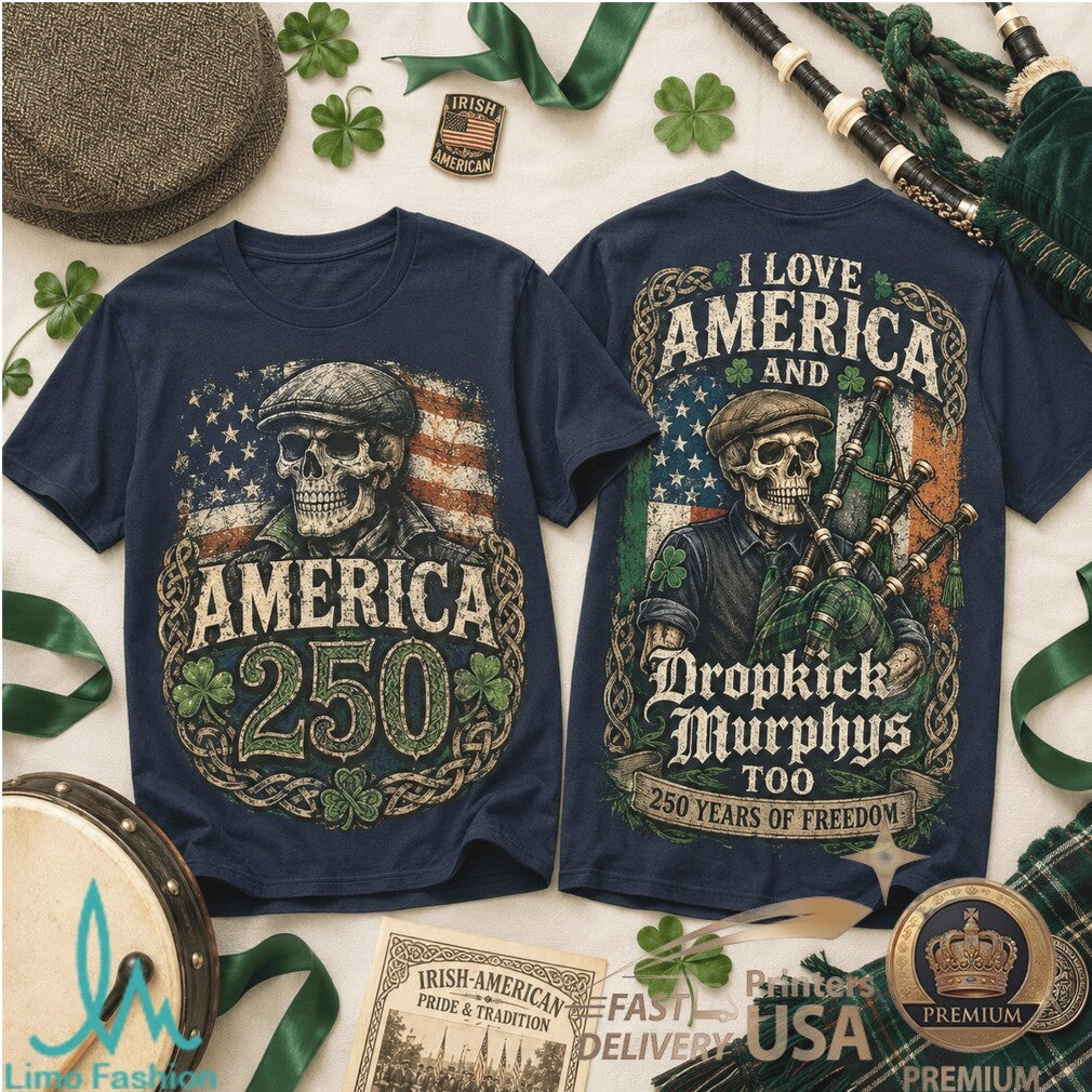 Dropkick Murphys America 250 Years of Freedom Patriotic Skull Shirt - Limotees LLC