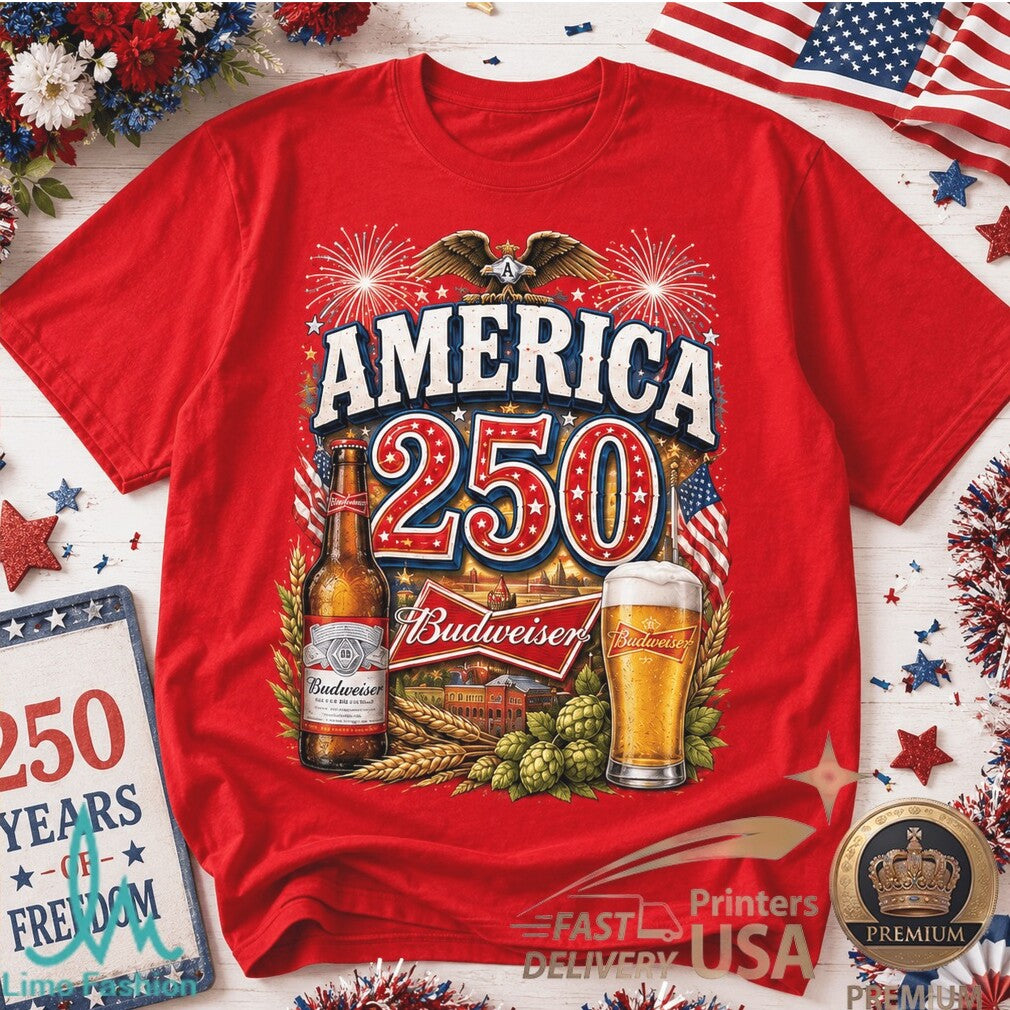 Budweiser America 250 Years 1776 2026 Clydesdales Patriotic Beer Shirt - Limotees LLC