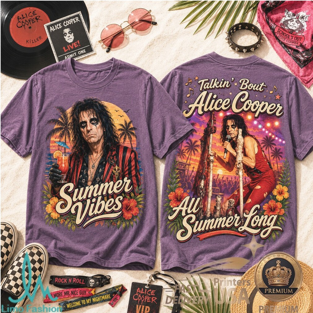 Alice Cooper Summer Vibes Rock Music Tropical Beach Graphic Shirt - Limotees LLC