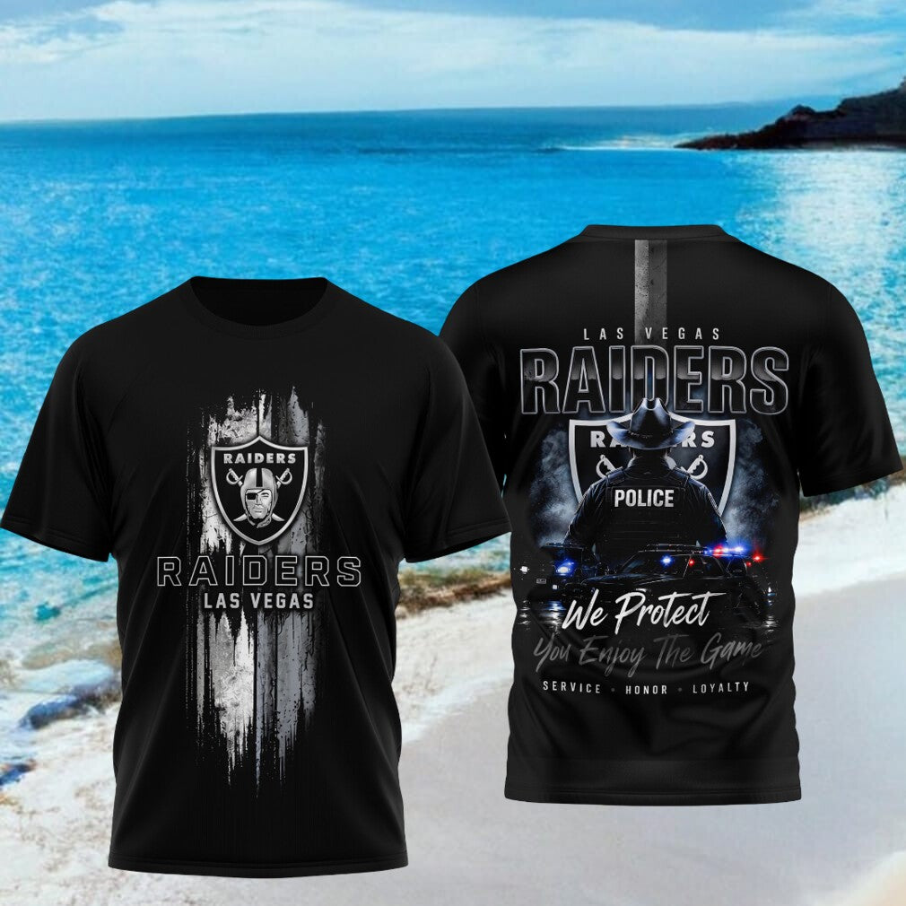 Las Vegas Raiders Police Officer We Protect You Enjoy The Game Shirt - Limotees LLC
