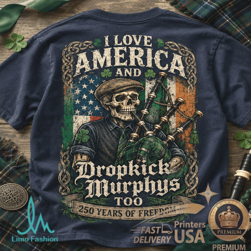 Dropkick Murphys America 250 Years of Freedom Patriotic Skull Shirt - Limotees LLC