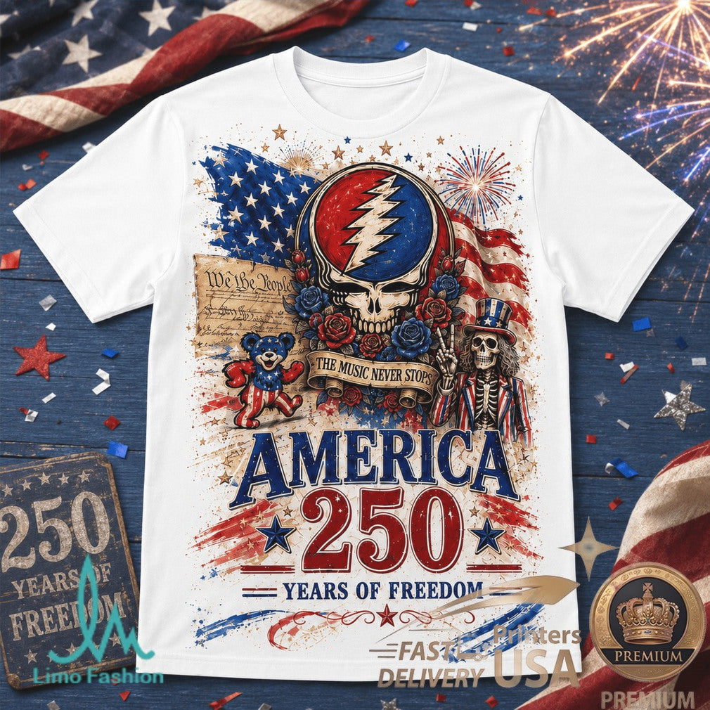 Grateful Dead America 250 Years Of Freedom Vintage Graphic Shirt - Limotees LLC