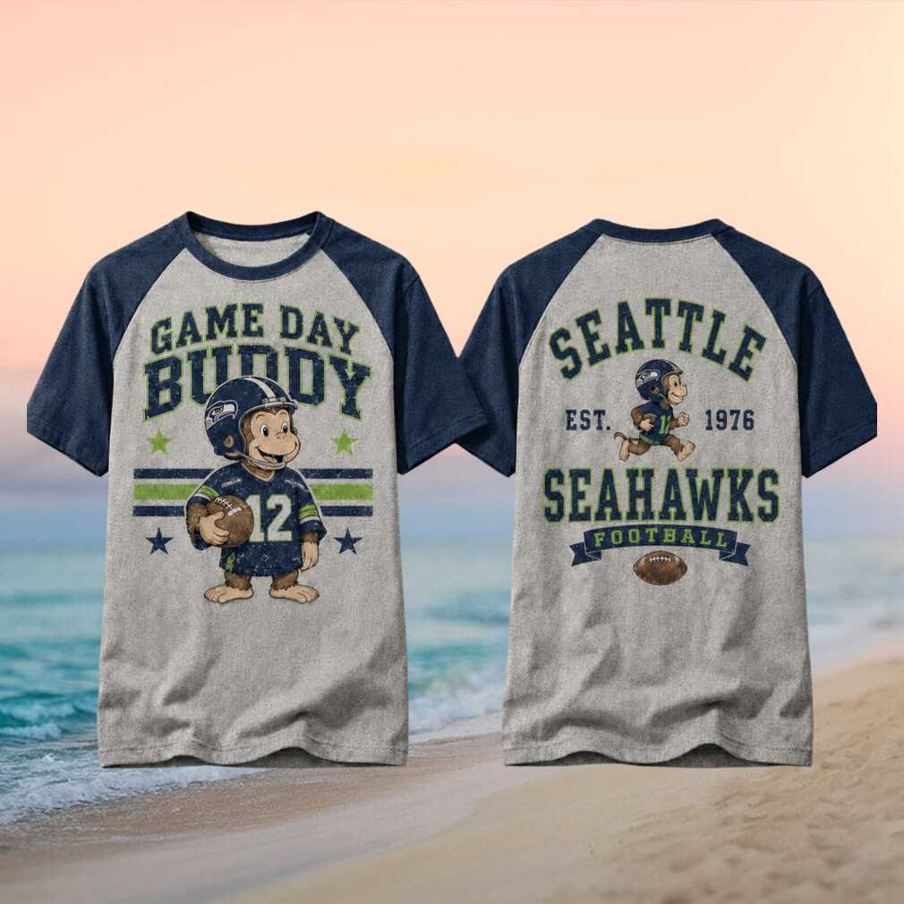 Seattle Seahawks Game Day Buddy Monkey Football Raglan Shirt - Limotees LLC