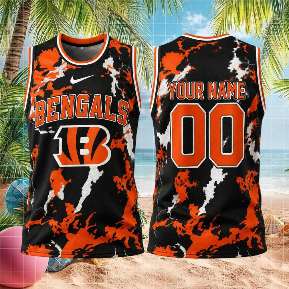 Cincinnati Bengals Custom Name Basketball Shirt Lightning Print