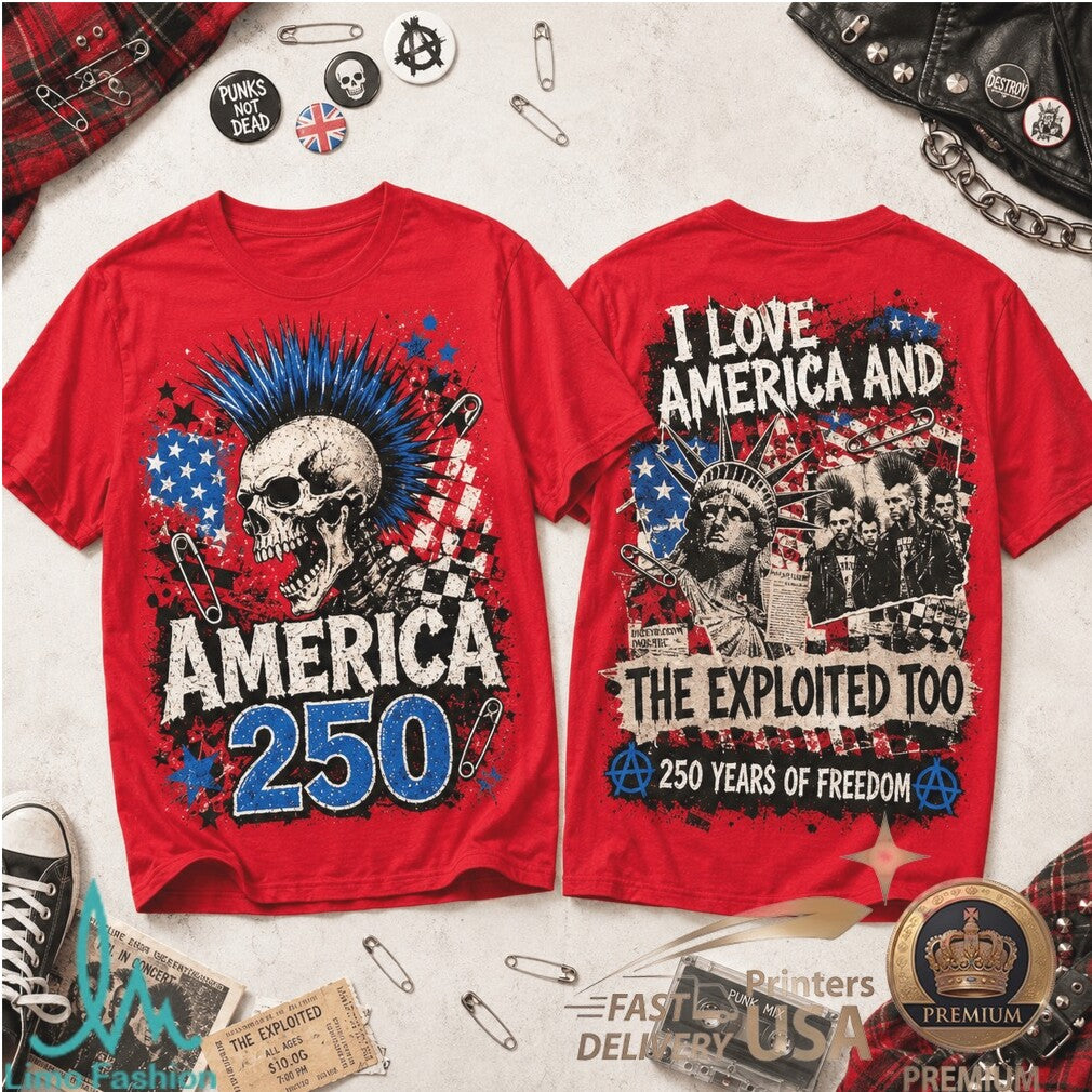 America 250 Years Of Freedom The Exploited Punk Rock Skull Shirt - Limotees LLC