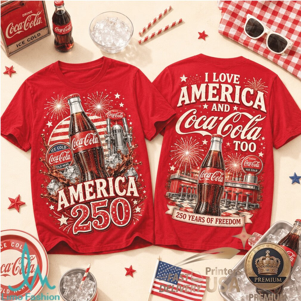 Coca Cola America 250 Years of Freedom Vintage Soda Patriotic Shirt - Limotees LLC