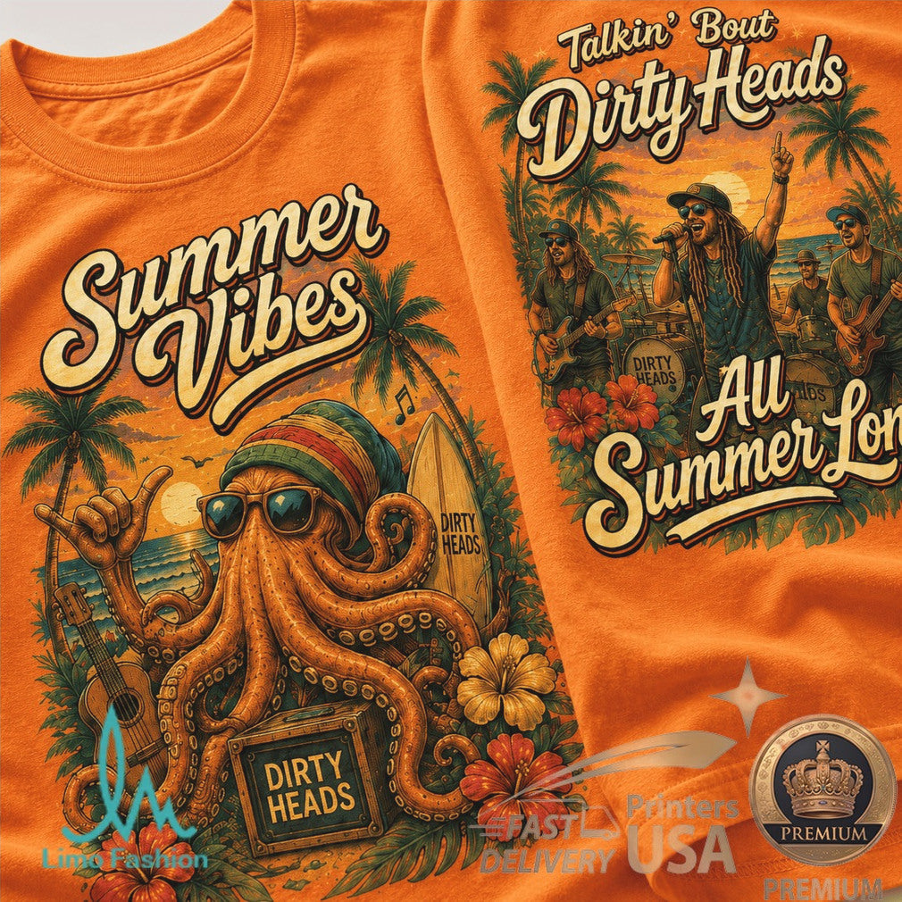 Dirty Heads Summer Vibes Octopus Beach Concert Graphic Shirt - Limotees LLC